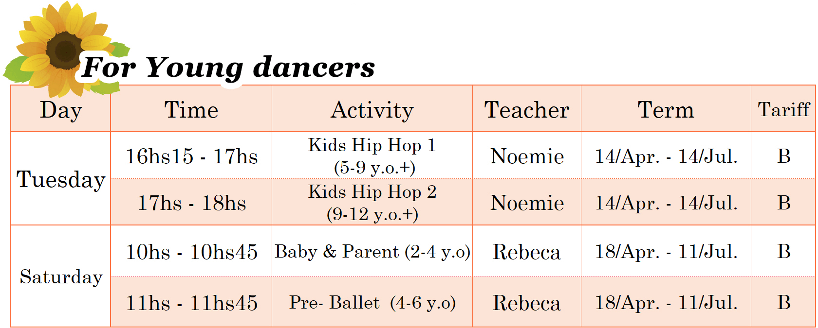 Dance Factory Luxembourg - Dance Classes Schedule